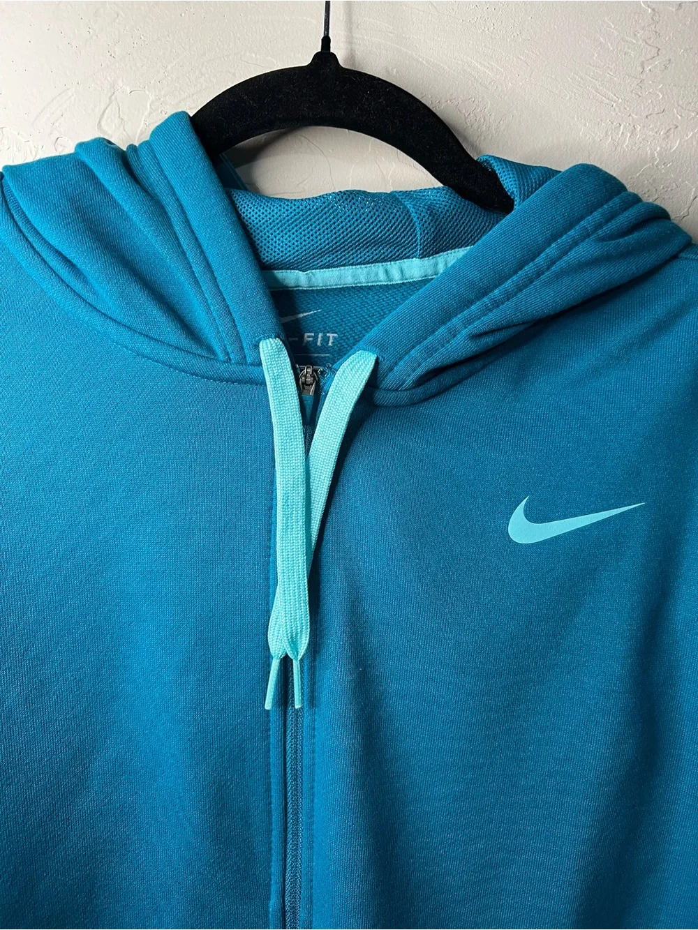Nike Essentials Teal Blue Full Zip Hooded Athletic Sweatshirt Hoodie